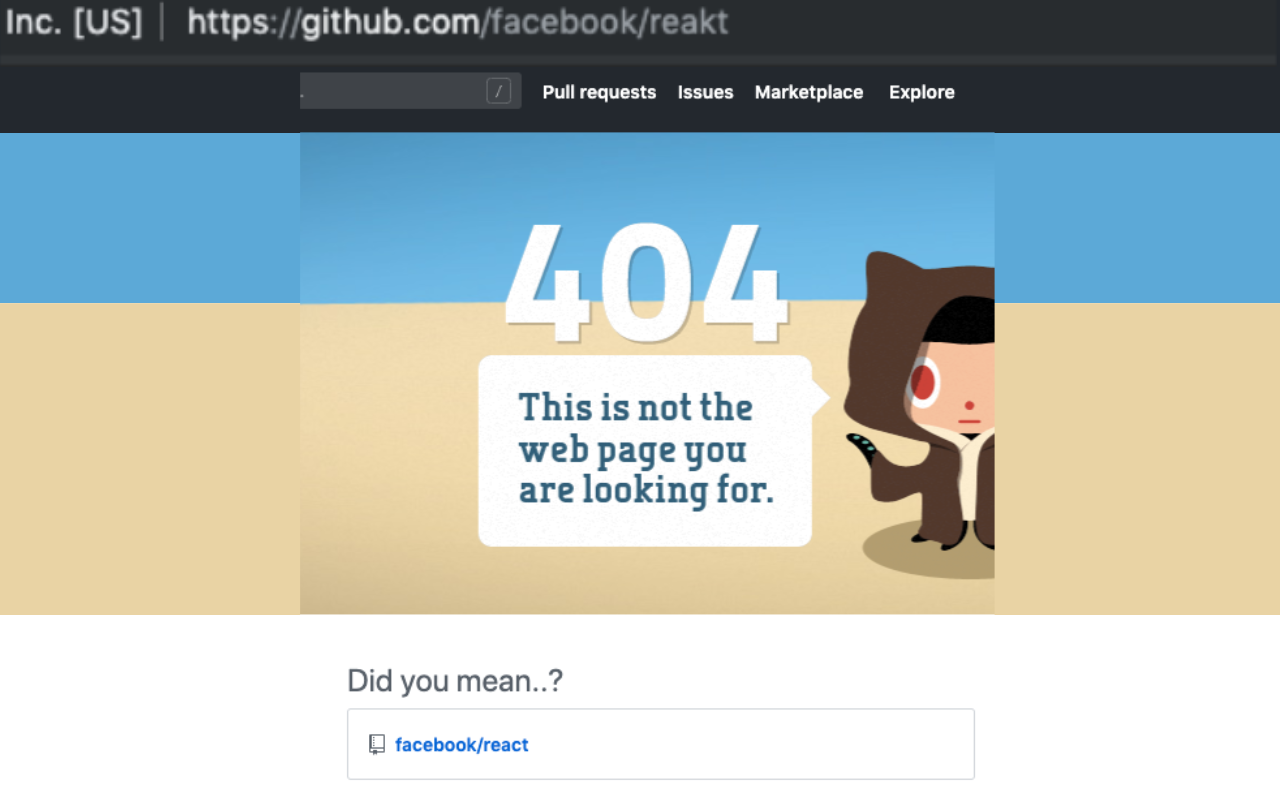 "Did you mean...?" for GitHub Preview image 0