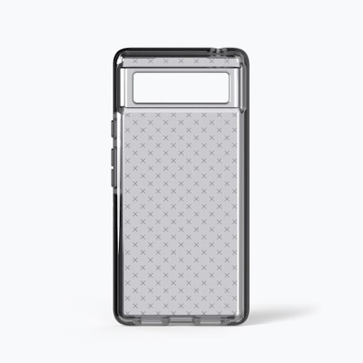 Rear Tech21 Evo Check Case for Pixel 6 in Smokey/Black with black buttons