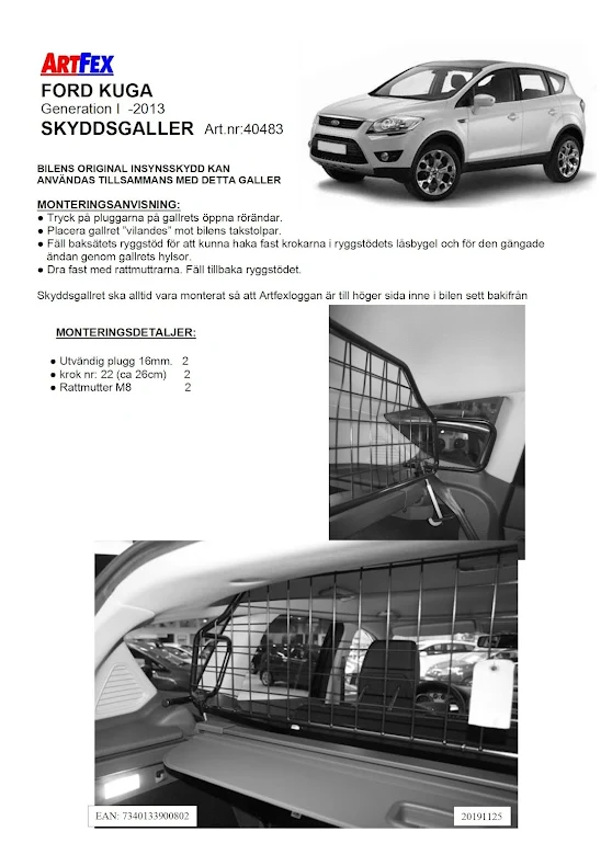 Artfex Hundgaller Ford Kuga 2008-2013