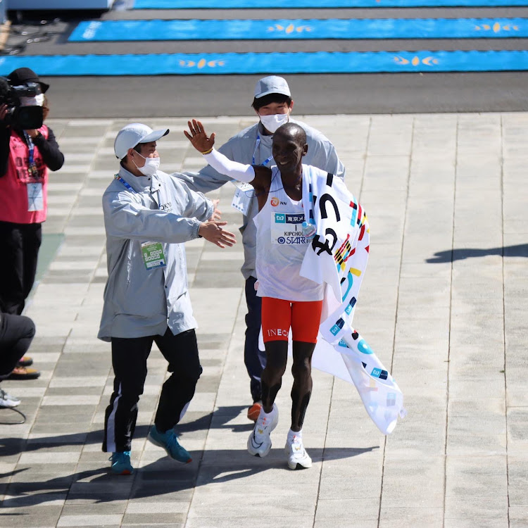 Eliud Kipchoge when he won the race in Tokyo.