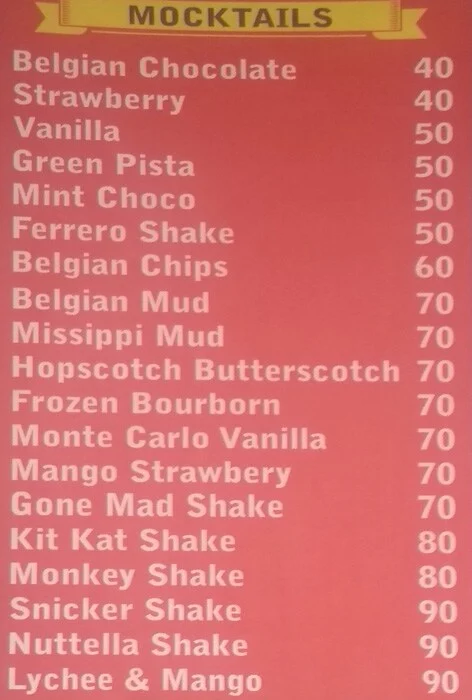 The Sip Shop menu 