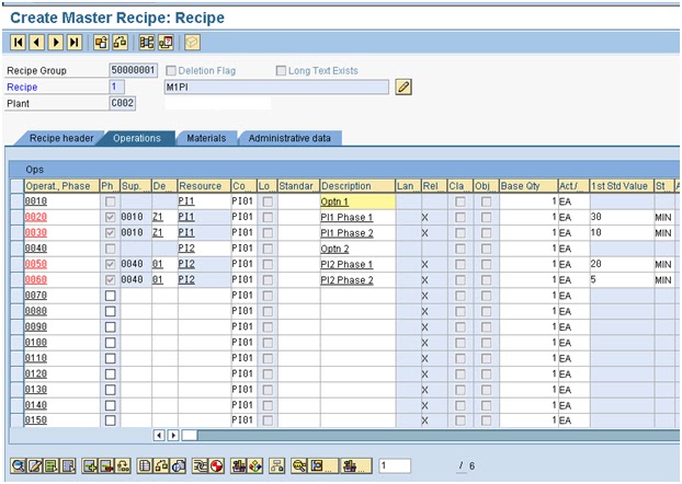 sap recipe material assignment table