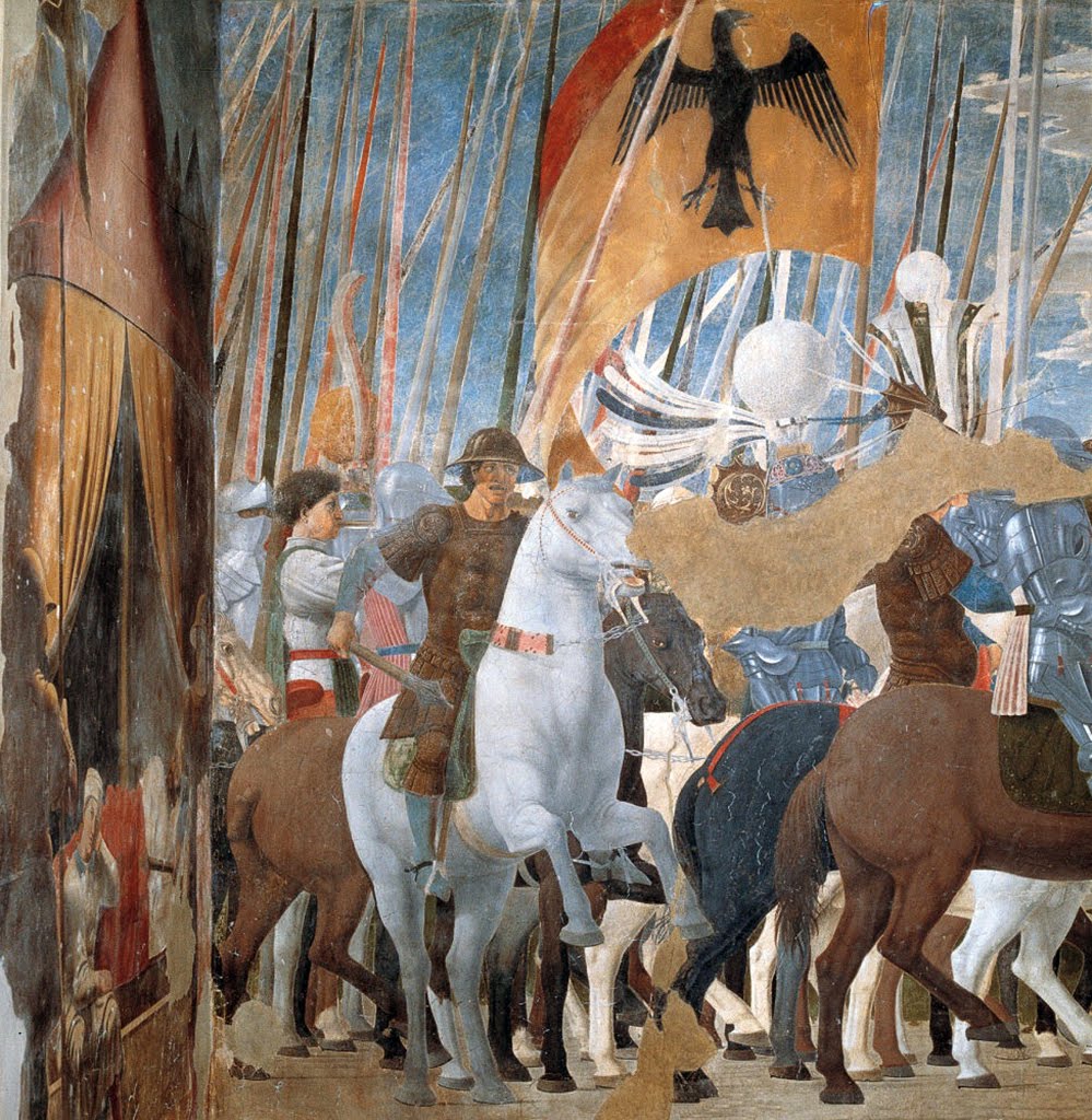 De overwinning van Constantijn over Maxentius (detail), de geschiedenis van het ware kruis van Piero della Francesca in de Basilica di San Francesco, Arezzo