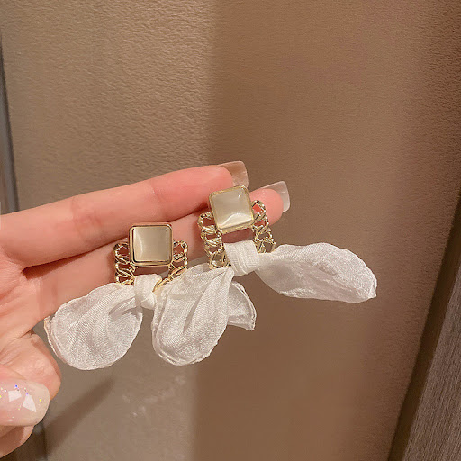 Title 5, Wind Opal Bowknot Cloth Earrings, Mori Girl sty...