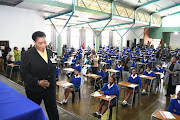 KZN premier Nomusa Dube-Ncube at Umlazi Comtech, where deputy education minister Dr Reginah Mhaule and education MEC Mbali Frazer wished matric learners well ahead of their first exam paper.