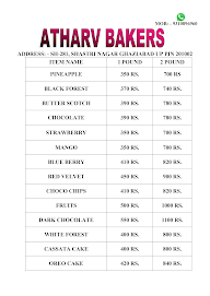 Atharv Bakers menu 3