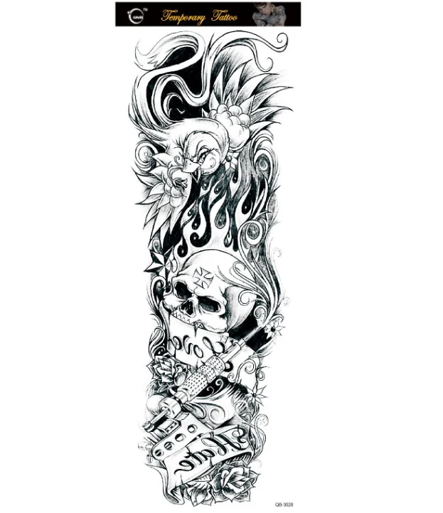 Tatouage éphémère imperméable bras complet, grand motif original, facile à appliquer, longue durée pour un look audacieux.