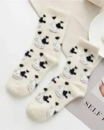 NEW Cute Socks Autumn and Winter Plush Mink Stockings Thi... - 2