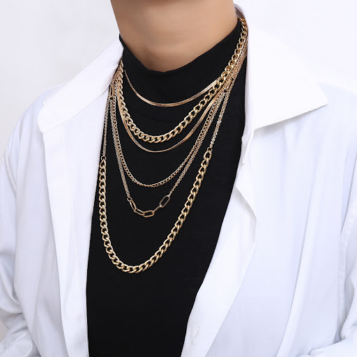 Title 18, Punk Multi-layer Snake Bone Box Chain Necklace,...