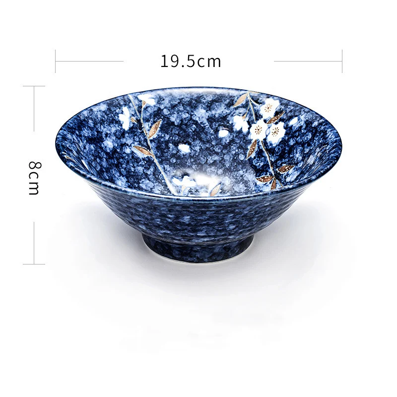 Blauwe Sakura keramische Japanse Mino-yaki rijstkom. Serveer rijst en meer in stijl. Ervaar authentieke Japanse keuken. Perfect voor dagelijks gebruik.