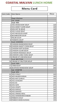 Coastal Malvan Lunch Home menu 1