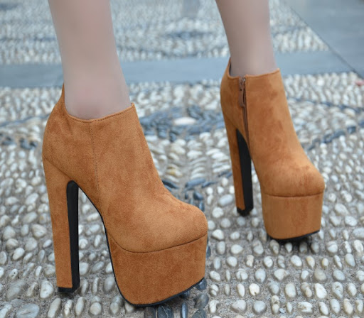 Title 8, Rough High-Heeled Frosted Ladies Martin Boots, ...