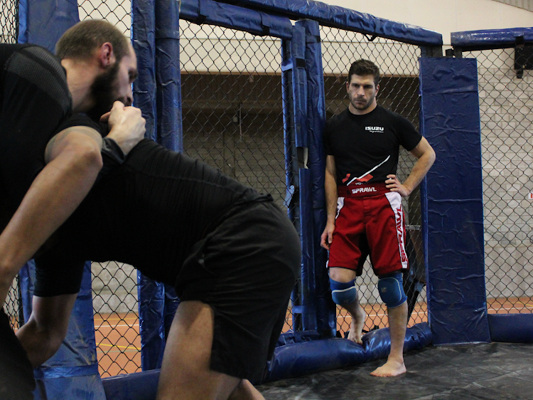 Eastern Province assistant coach Gianluca Acquisto looks on as aspiring fighters compete for a spot in the provincial team taking part in the National Amateur MMA Championship next month