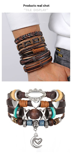 Title 3, Mens Personality Fashion Multi-layer Woven Lea...