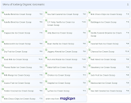 Iceberg Organic Icecreams menu 1