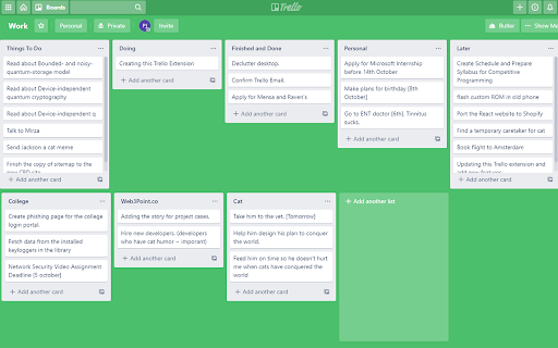 Trello Grid Layout and Confetti Extension