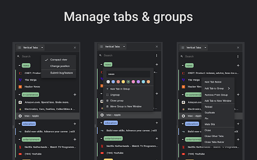 Manage tabs groups = 