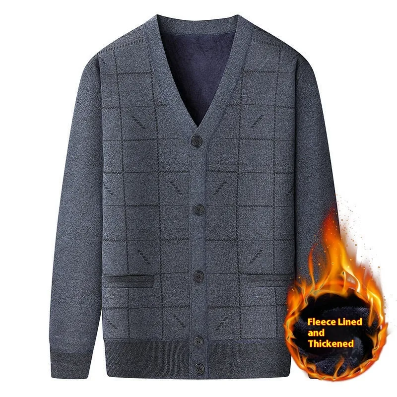 Herren Cardigan Strickjacke für Herbst Winter Papa Wear Warmer Pullover für mittelalte und ältere Männer bequeme Strickmode