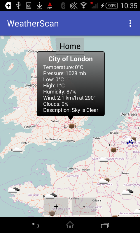 WeatherScan Screen 1