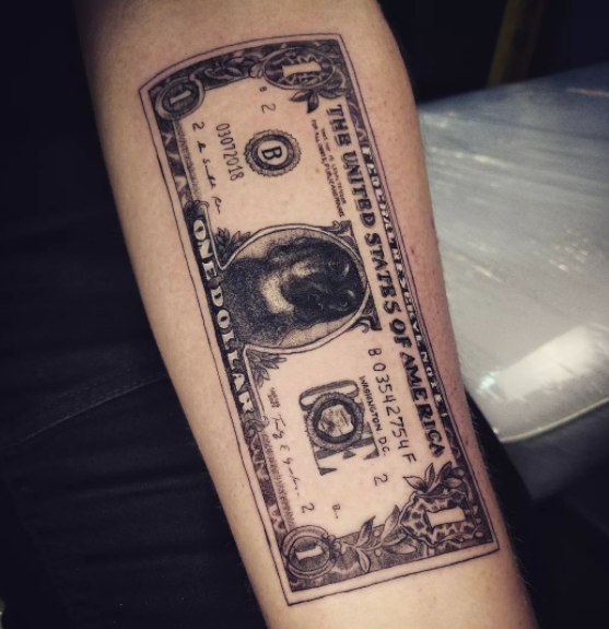 Dollar Money Tattoo Design On Arm