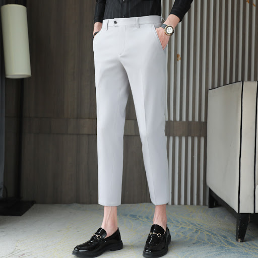 Title 2, Mens Casual Pants Pure Color Thin Slim-fit Tro...
