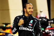 Lewis Hamilton of Great Britain and Mercedes GP celebrates after winning the Formula One Grand Prix of Bahrain  on November 29, 2020 