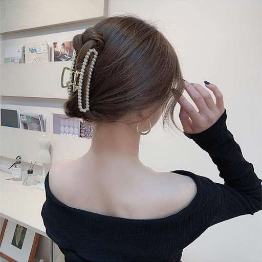 Title 12, Large Elegant Pearl Hairpin with Metal Clip for...