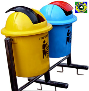 Jual Tong Sampah Fiberglass Model Bulat 2in1 kapasitas 50L 