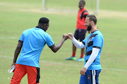 New head coach Sead Ramovic and Greg Etafia during the TS Galaxy unveiling of new head coach and training session at George Lea Park, Sandton Sports Club.