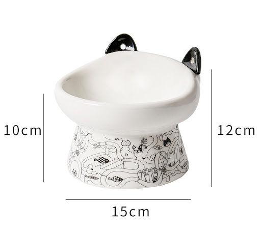 Title 4, Elevated Ceramic Cat Bowl Anti-Tipping Cervical...