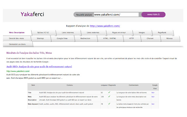 Yakaferci: Outil d'Audit SEO