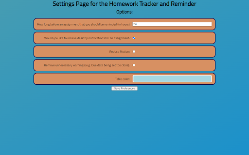 Homework Tracker and Reminder