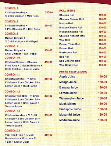 New Hotel Madina Biriyani menu 