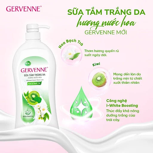 Sữa tắm Gervenne Kiwi & Hoa bạch trà 900g