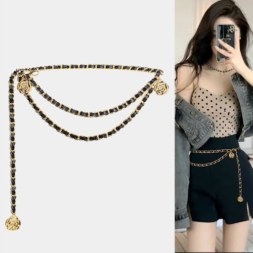 Title 2, Suit Skirt with Metal Chain Belt Professional E...