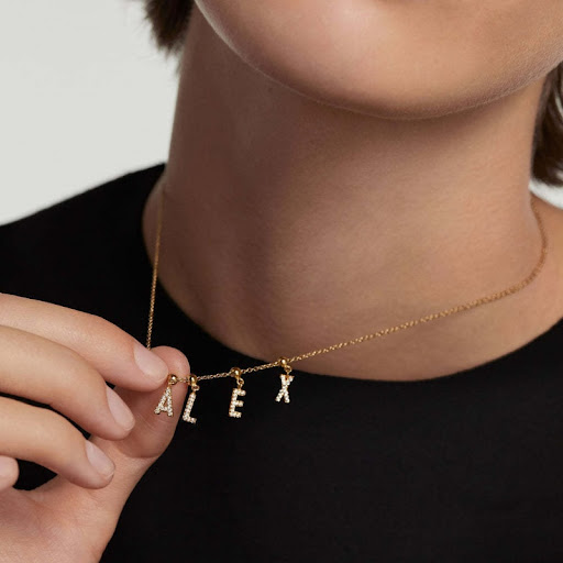 Title 1, S925 Silver Simple Letter Full Diamond DIY Seri...