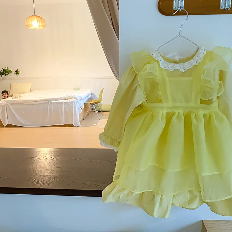 Title 2, Meisjes Organza Prinsessenjurk met ruches, perf...