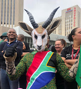 Caleb Ornella was dressed in a full springbok hat crafted by his wife, Esther Ornella, who is a fashion designer.
