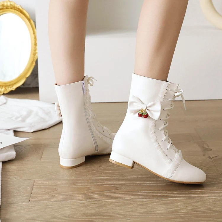 Title 7, Stivali da donna Sweet Bow Flat Darling con lac...