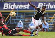 Tebogo Thangwane of TTM challenges Mohau Mokate of Ajax Cape Town during the PSL, Promotion and Relegation Playoff match between Tshakhuma Tsha Madzivhandila and Ajax Cape Town at Bidvest Stadium on September 15, 2020 in Johannesburg, South Africa. (Photo by Sydney Mahlangu/Gallo Images/BackpagePix)