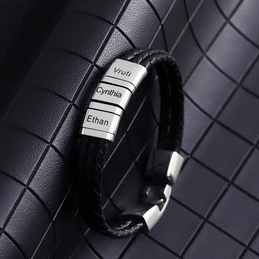 Title 4, Stainless Steel Leather Woven Bracelet Durable ...