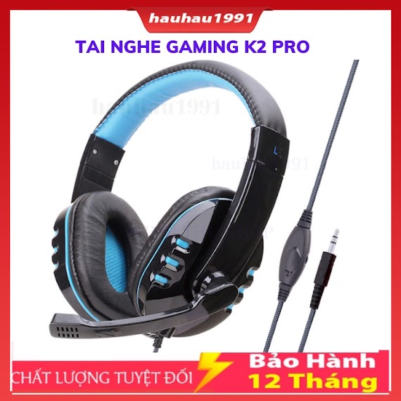 Tai Nghe Gaming Chụp Tai Có Dây Chơi Game K2 Pro Có Mic , Jack 3.5Mm Cho Điện Thoại, May Tinh/ Pc/ Laptop