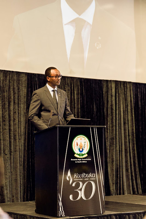 Rwandan High Commissioner Emmanuel Hategeka at the 30th commemoration of the 1994 genocide against the Tutsis in Pretoria.