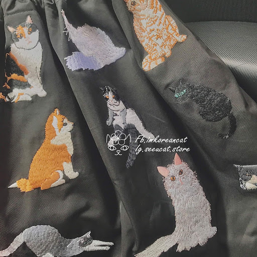 Papillon貓咪刺繡兩用袋