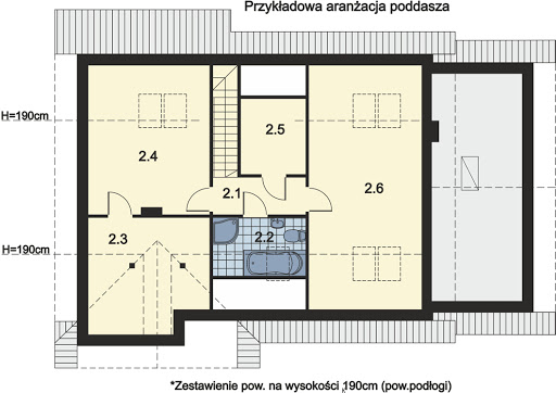 Belladonna - Rzut poddasza do adaptacji - przykładowa aranżacja