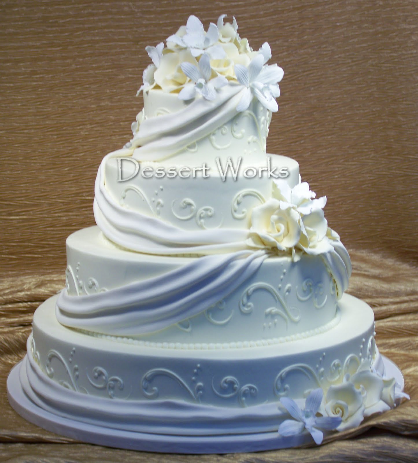 white ivory wedding cake
