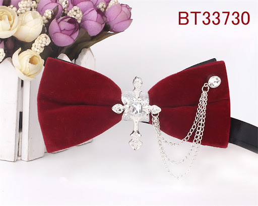 Title 27, Festive Wedding Red Mens Polyester Silk Bow Ti...