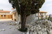 A view of the damaged church in Vakifli, the last Armenian village in Turkey, in the aftermath of the deadly earthquake in Samandag, Turkey, February 24, 2023.