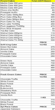 Mcrennett Cakes menu 1