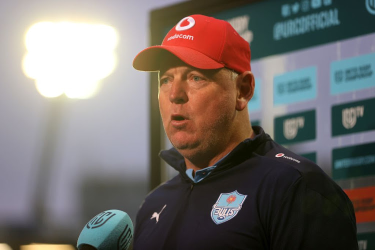 Bulls coach Jake White during the United Rugby Championship match against Cardiff Rugby on October 09, 2021 in Cardiff, Wales.